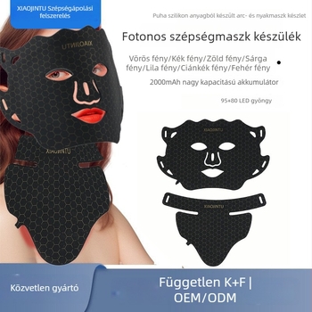 Hét színű LED fotonos nyakmaszk szilikonból — otthoni használatra, akne csökkentése és bőrápolás