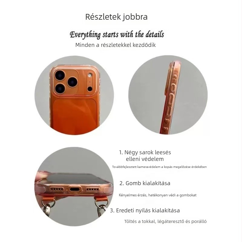 Minimalista narancs színátmenetes tok iPhone 17 Pro Maxhoz, 15/14 és 16-hoz
