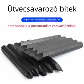 Yonai ütéses csavarhúzó bitek készlet – S2 szerszámacél, magnetes, keresztes PH1 PH2 PH3 és egyenes bit, pneumatikus kivitel