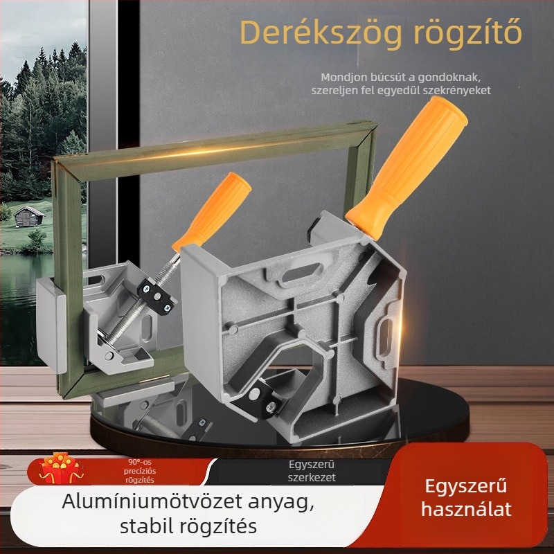 90°-os derékszögű rögzítő hegesztéshez és asztalos munkához, alumínium eszköz