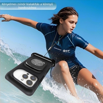 Vízálló tok iPhone-sorozathoz önellenőrző vízállósággal, 30 m merülési mélység, PC anyag, kettős vízzárás, érintőképernyő nedves kézzel is használható, kristálytiszta hívások, testreszabás támogatott