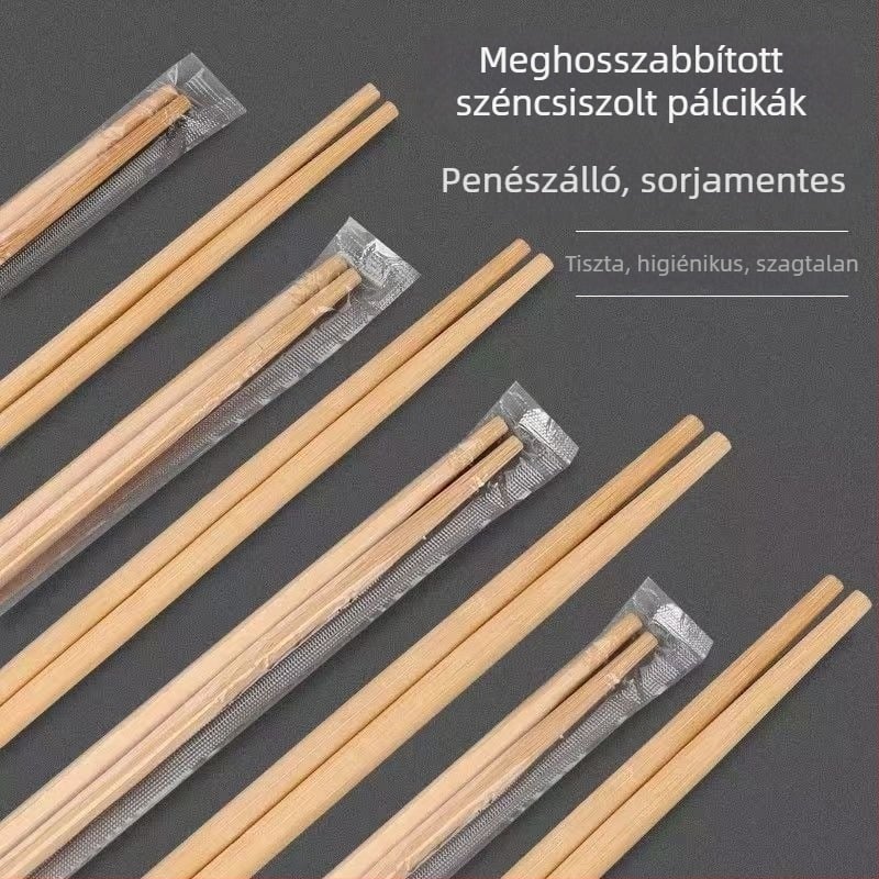 Egyszer használatos evőpálcikák és tálak – prémium minőségű, vastabb karbonizált anyagból, kereskedelmi felhasználásra, hot pot éttermeknek és kiszállításra.