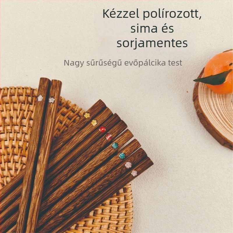 Magas minőségű kínai stílusú fából készült evőpálcikák, lakktól és viasztól mentesek, csúszásmentesek, tömör fából, személyenként egy pár, egyéni használatra