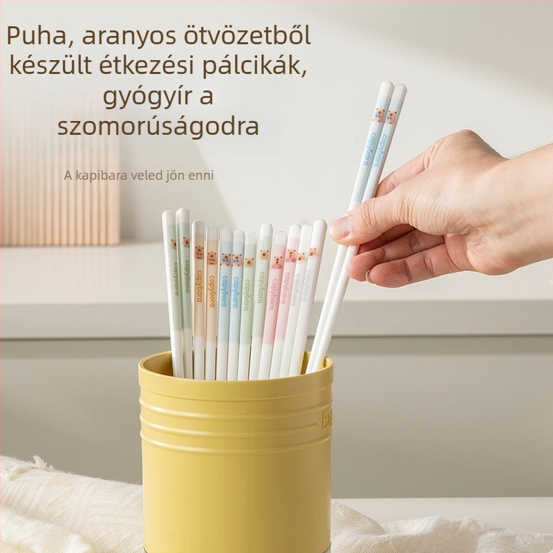 Melamin evőpálcikák otthoni használatra, magas hőmérséklet-állóság, aranyos, prémium kialakítás, antibakteriális és penészmentes, személyes használatra