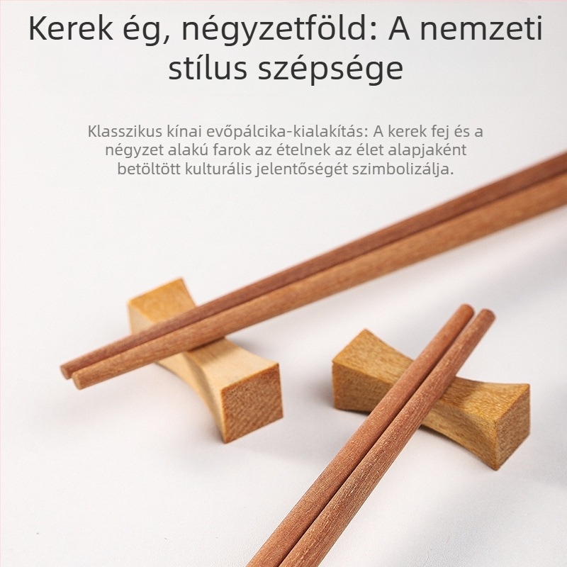 Vörös szantálfa evőpálcikák, antibakteriálisak, penészmentesek, hőállóak, 10 pár, festék- és viasmentes, otthoni használatra, kínai stílusú, csúszásmentes