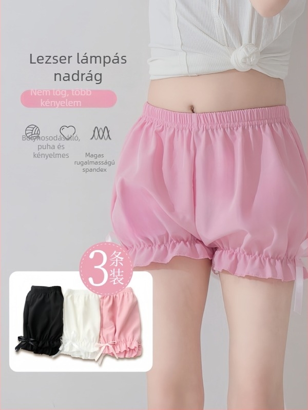Gyerekeknek készült otthoni nadrág, laza szabású lantern-stílusú, satin anyagú, kényelmes nyári viselet, családdal illeszkedő