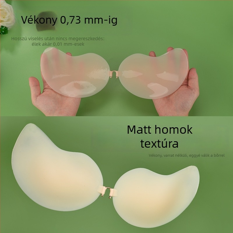 Mango alakú szilikon mellbetét, ultra vékony, varrat nélküli, push-up, elülső csattal, vállpánt nélküli