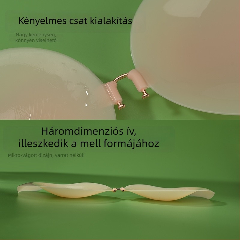 Mango alakú szilikon mellbetét, ultra vékony, varrat nélküli, push-up, elülső csattal, vállpánt nélküli