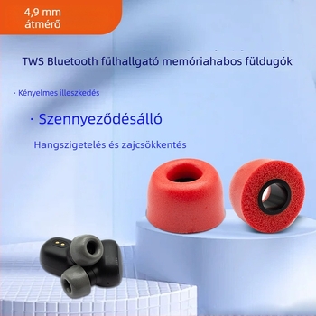4,9 mm-es nyílású TWS memóriahabos fülbetét – lassú visszaalakulású hab, zajcsökkentés, belső fülhallgató kiegészítő