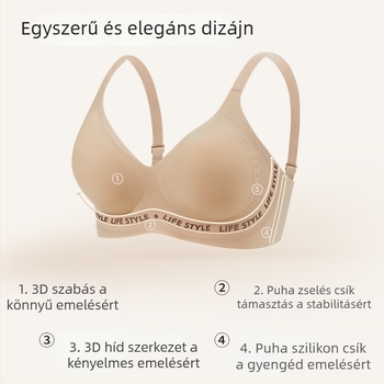 Sima varrat nélküli melltartó betűs mintával, kosárkák méhsejt formájúak, lélegző, puha tartás, drót nélküli