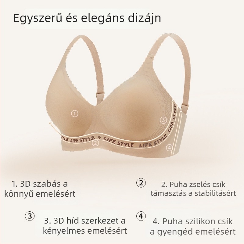 Sima varrat nélküli melltartó betűs mintával, kosárkák méhsejt formájúak, lélegző, puha tartás, drót nélküli