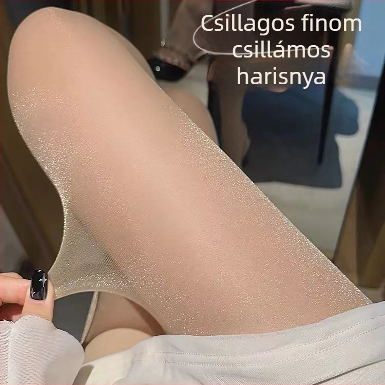 Női fényes, gyöngyházfényű ultra-vékony harisnya – átlátszó, anti-snag funkcióval, láthatatlan ezüstszál, 5D denier