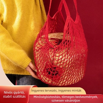 Nagy kapacitású hálós bevásárlótáska zöldségek és gyümölcsök számára