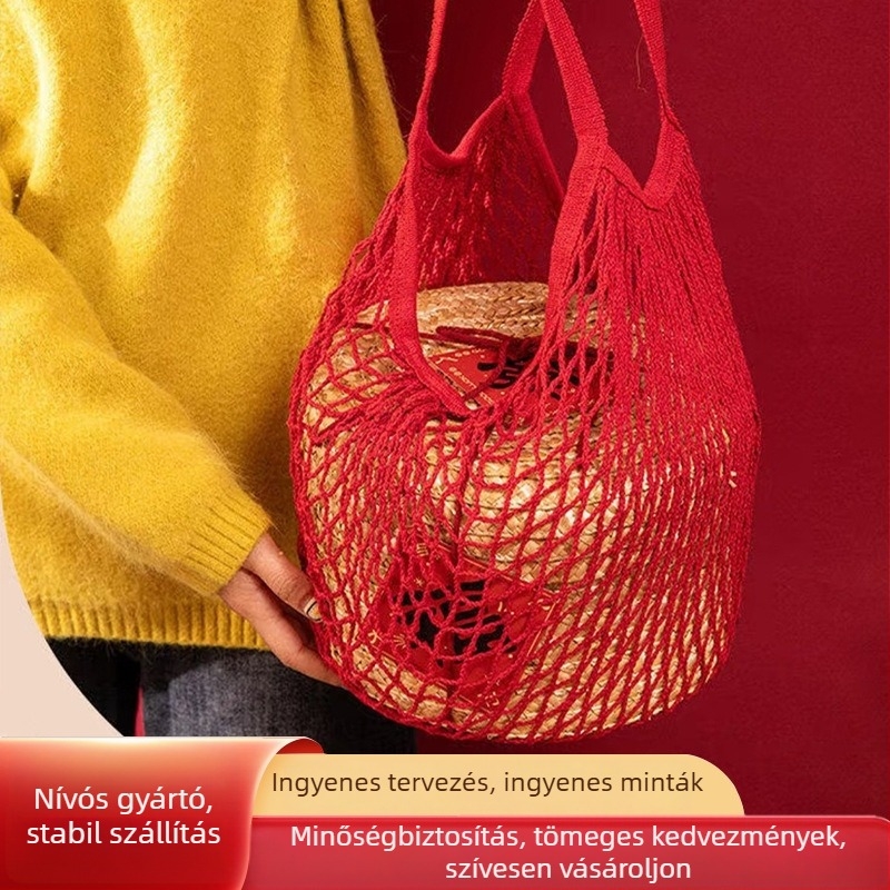 Nagy kapacitású hálós bevásárlótáska zöldségek és gyümölcsök számára