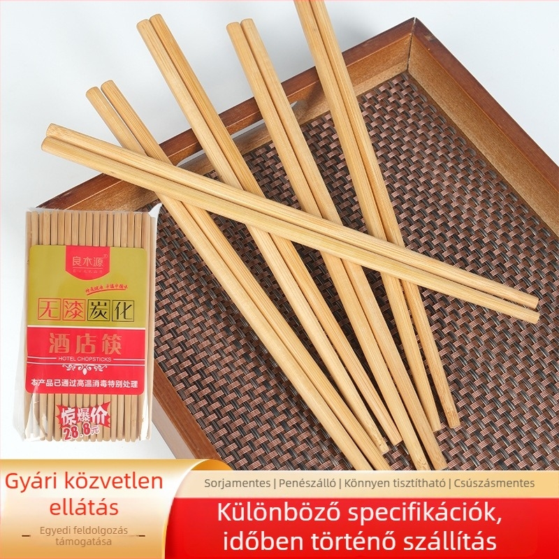 Bambusz evőpálcikák, fertőtlenítettek, lakktól mentesek, karbonizált étkezési eszközök, szállodai használatra