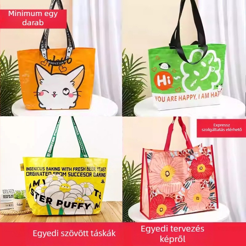 PP szövött bevásárló táska laminált kígyóbőr mintával, kézitáska, egyedi logónyomtatás, nagy reklámtáska
