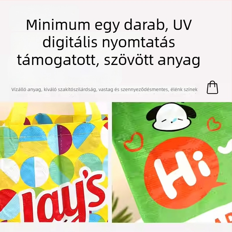PP szövött bevásárló táska laminált kígyóbőr mintával, kézitáska, egyedi logónyomtatás, nagy reklámtáska