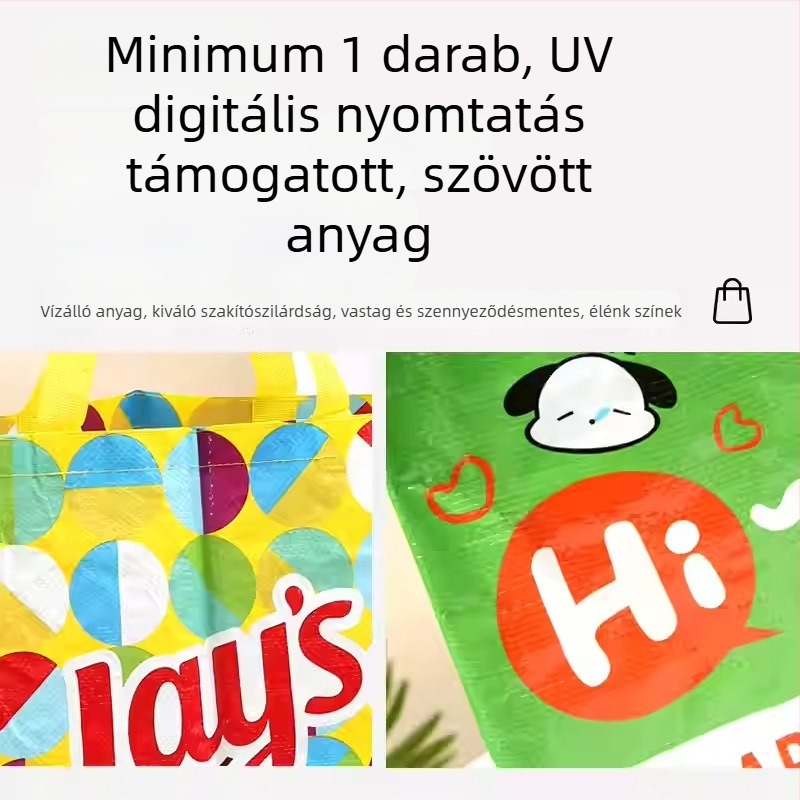PP szövött bevásárló táska laminált kígyóbőr mintával, kézitáska, egyedi logónyomtatás, nagy reklámtáska
