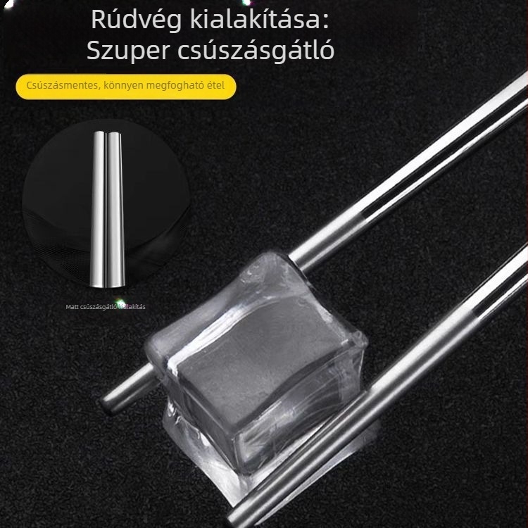 Élelmiszer-minőségű 316-os rozsdamentes acél evőpálcikák, égés elleni négyszögletes dizájn, tükörfényes ezüst befejezés, 10 párból álló családi készlet, evőeszközök