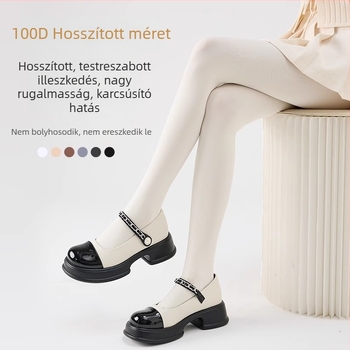 100D hosszított fehér harisnya közepes vastagságú velúr felülettel, lábfejhez, popsiemelés és formázás, súrlódás elleni