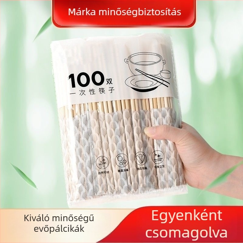 Egyszer használatos bambusz evőpálcikák, egyenként csomagolva, alkalmas take-awayre és gyorséttermek számára, nagykereskedelem