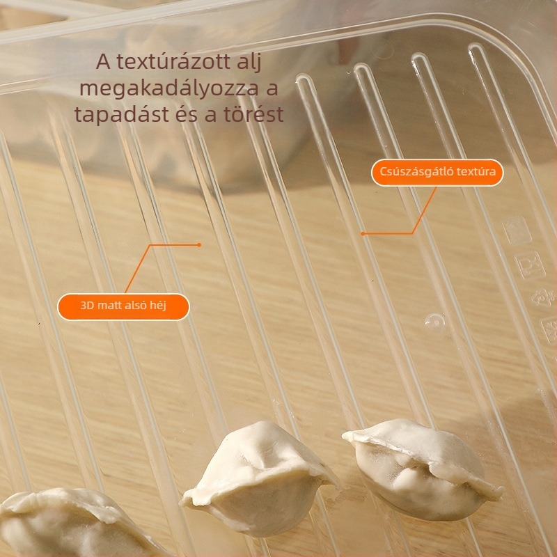 Dumpling és wonton tároló – élelmiszer-minőségű műanyag, zárható a fagyasztáshoz, konyhai tároló