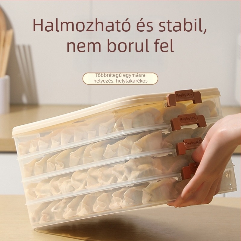 Dumpling és wonton tároló – élelmiszer-minőségű műanyag, zárható a fagyasztáshoz, konyhai tároló
