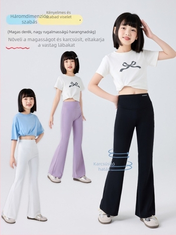 Lányok nyári, magas derekú, bővülő leggings UV‑védelmet UPF50 biztosítva
