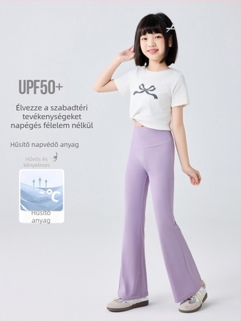 Lányok nyári, magas derekú, bővülő leggings UV‑védelmet UPF50 biztosítva