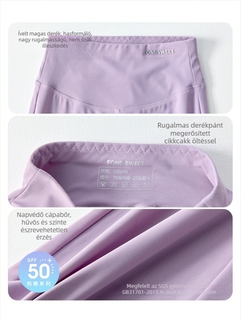 Lányok nyári, magas derekú, bővülő leggings UV‑védelmet UPF50 biztosítva