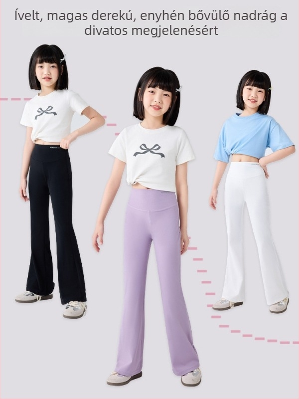 Lányok nyári, magas derekú, bővülő leggings UV‑védelmet UPF50 biztosítva