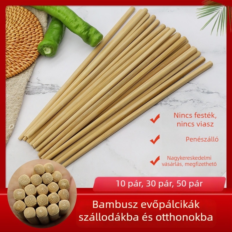 Szénizált bambusz evőpálcikák, egyszínűek, otthoni használatra, 30 vagy 50 páras csomagban, nagykereskedelmi, logóval