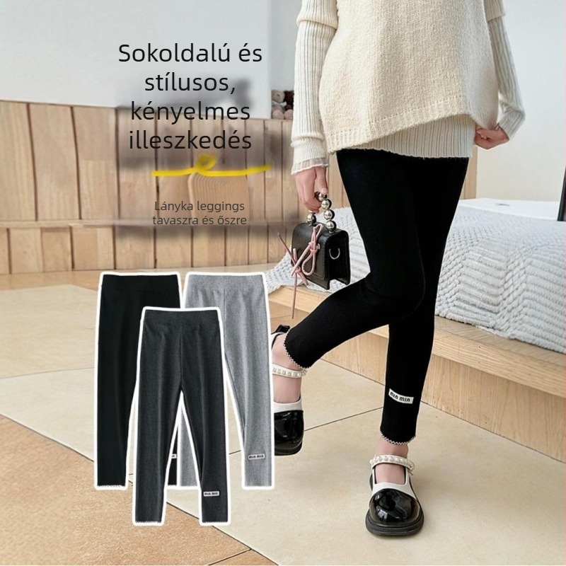 Lányoknak készült vékony pamut leggings tavasszal–őszre, slim-fit, 3–8 éveseknek