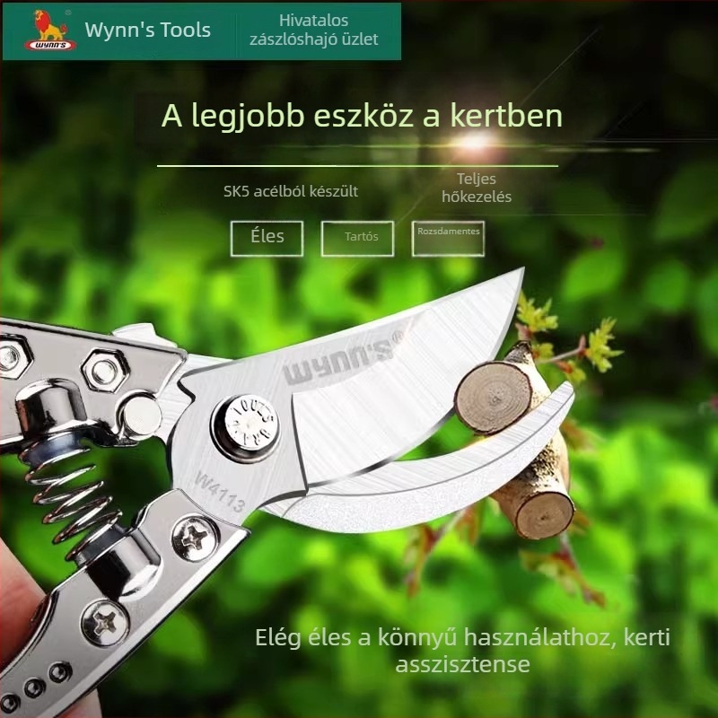 Power Lion Ezüst fogantyújú kerti metszőolló gyümölcsfákhoz és virágokhoz, kerti szerszámok