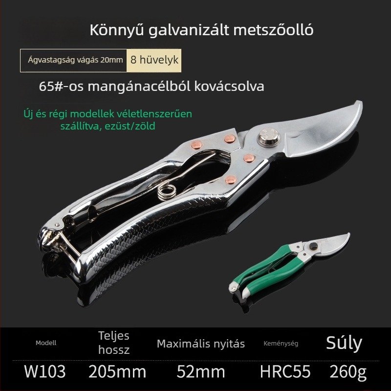Power Lion Ezüst fogantyújú kerti metszőolló gyümölcsfákhoz és virágokhoz, kerti szerszámok