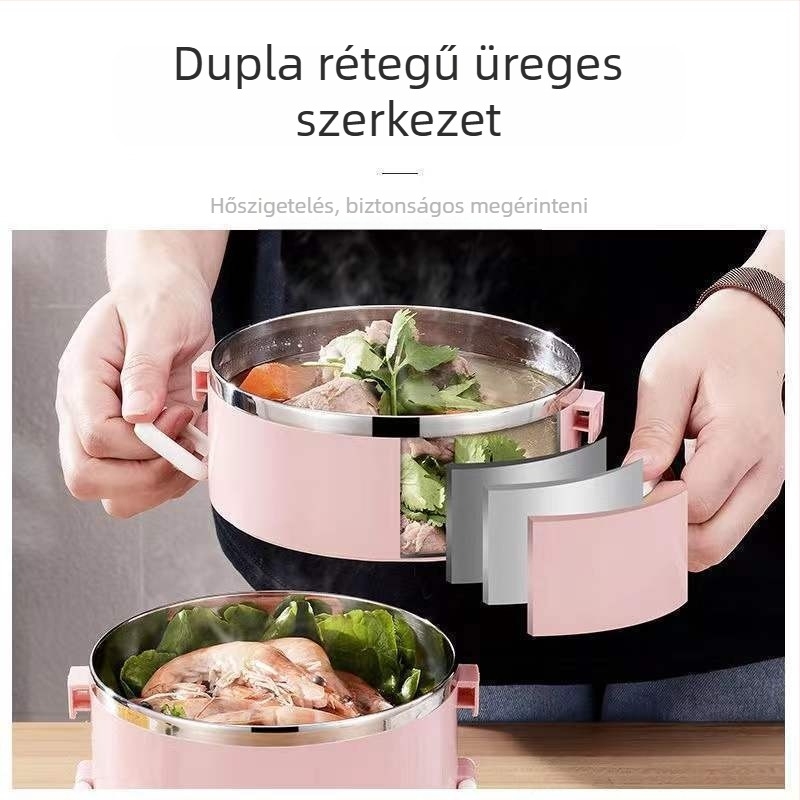 Vastagított rozsdamentes acél ebédes doboz, nagy kapacitású, négyrétegű szigetelt ebédes doboz felnőtteknek