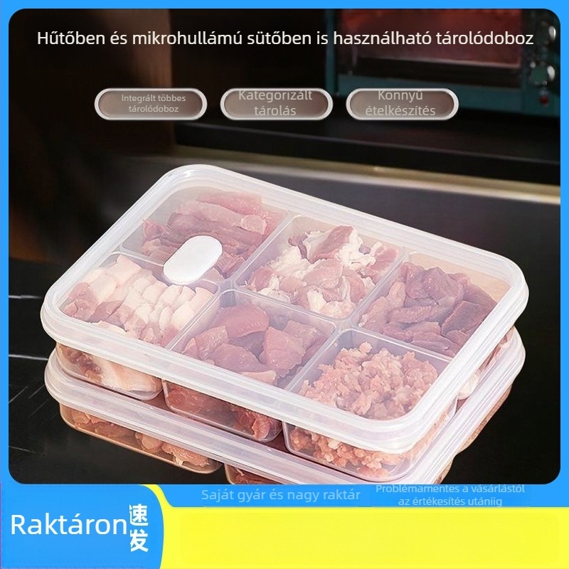 Hatrekeszes hűtőszekrény tároló doboz fagyasztott hús számára, kompakt adagoló doboz