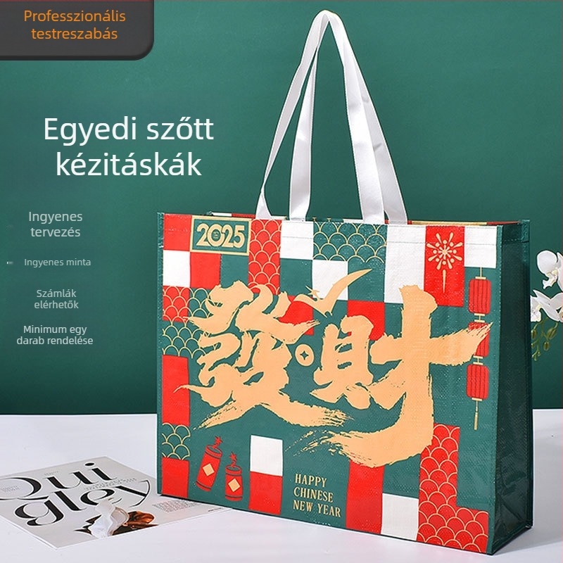 Kézzel szőtt PP bevonatú bevásárló táska, reklámcélú táska logóval nyomtatva