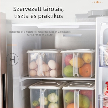 Km Átlátszó élelmiszer-tároló doboz fogantyúval, fedéllel, modell 6189
