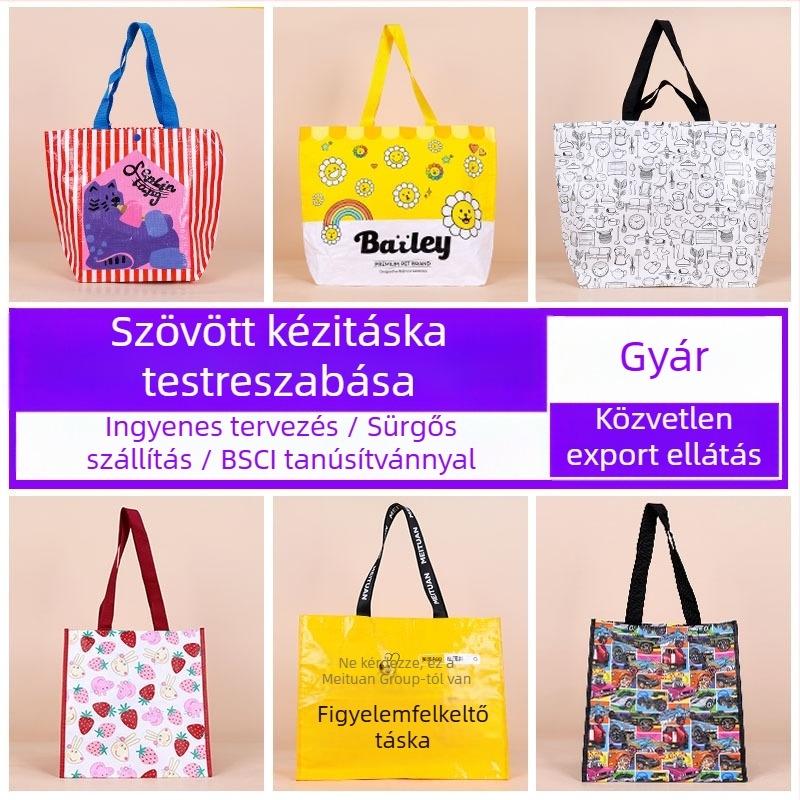 Személyre szabott PP szövött tote táska, megerősített tároláshoz, nagy kapacitású költöztető tote, laminált bevonattal