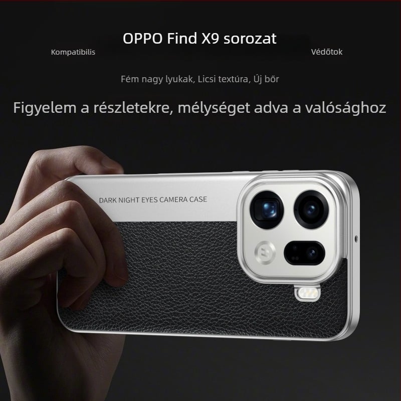 Oppo Find X9 Pro tok Lychee bőr textúrával és X300 védőtok