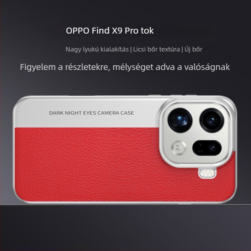 Oppo Find X9 Pro tok Lychee bőr textúrával és X300 védőtok