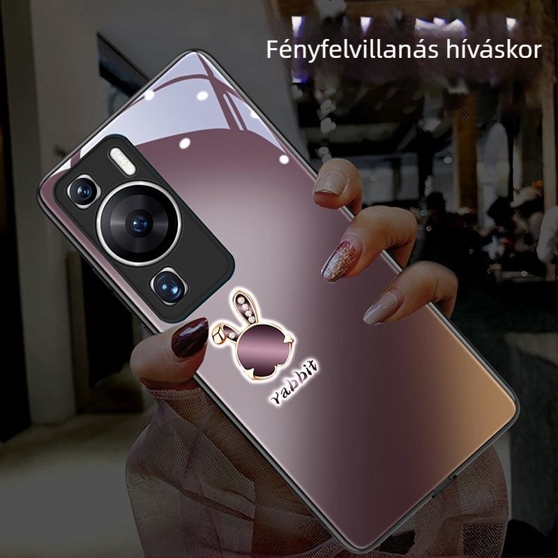 Telefontok szilva színű nyuszis mintával, Oppo Reno13-hoz, Reno12 világító, Reno11 és Reno14 Pro modellekhez