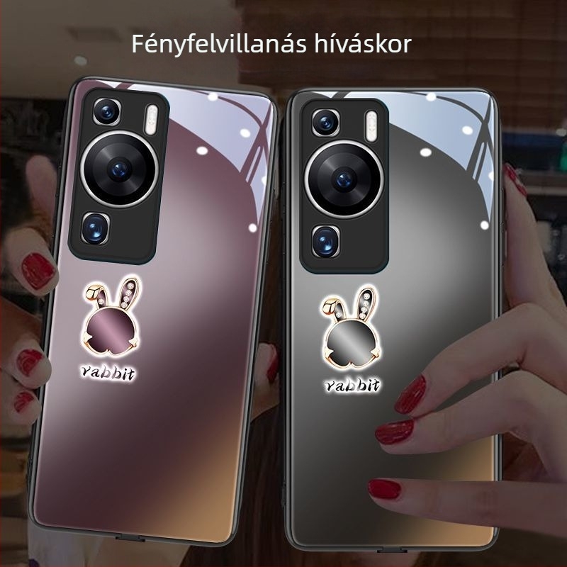 Telefontok szilva színű nyuszis mintával, Oppo Reno13-hoz, Reno12 világító, Reno11 és Reno14 Pro modellekhez