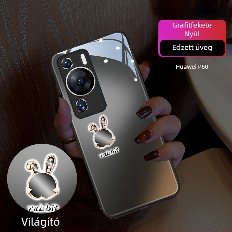 Telefontok szilva színű nyuszis mintával, Oppo Reno13-hoz, Reno12 világító, Reno11 és Reno14 Pro modellekhez