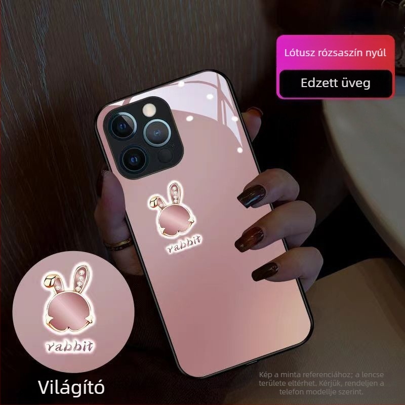 Telefontok szilva színű nyuszis mintával, Oppo Reno13-hoz, Reno12 világító, Reno11 és Reno14 Pro modellekhez