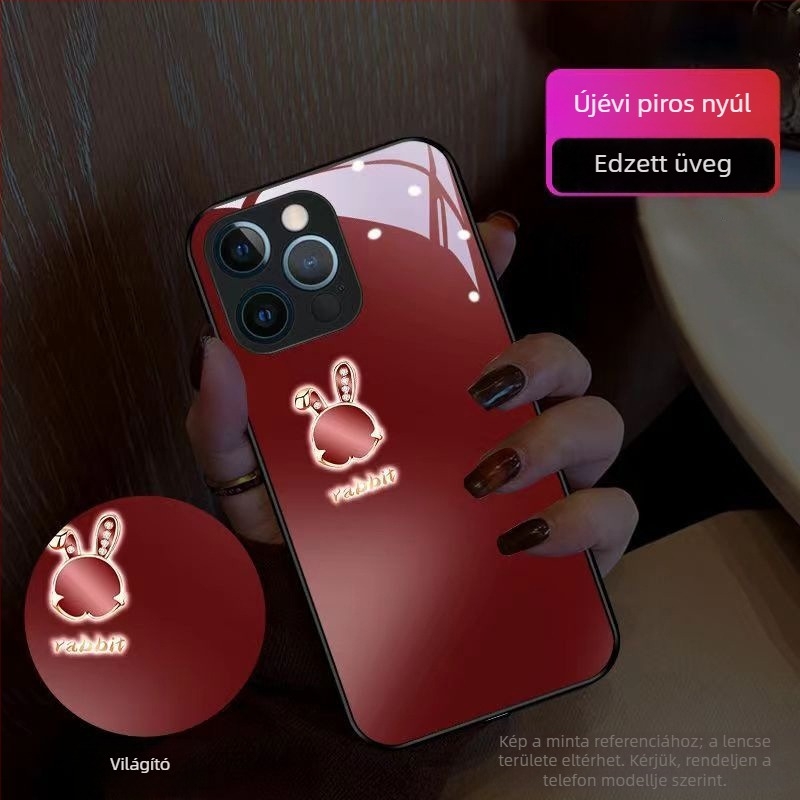 Telefontok szilva színű nyuszis mintával, Oppo Reno13-hoz, Reno12 világító, Reno11 és Reno14 Pro modellekhez