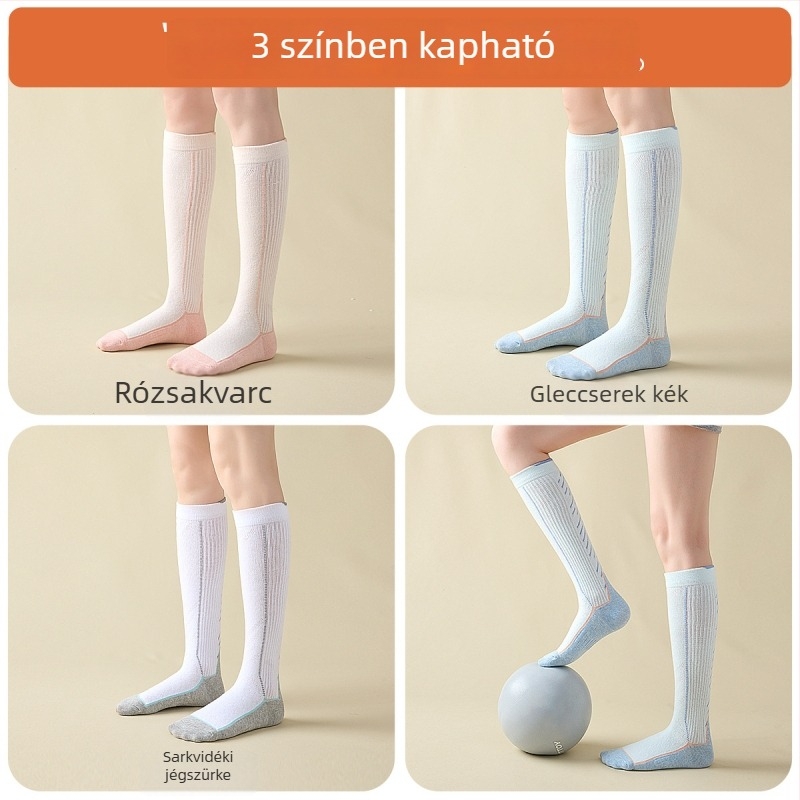 Gyerekeknek térdmagasú sportzokni tavasz-őszre, uniszex, közepes vastagságú, kompressziós futáshoz és kerékpározáshoz