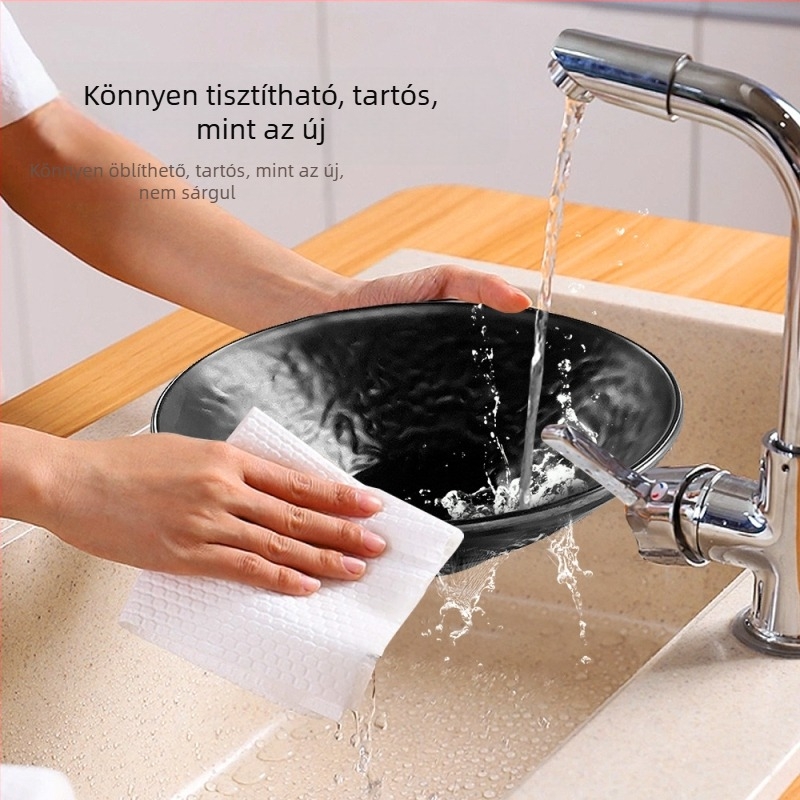 Fekete melamín tál tésztafélékhez, ütésálló, porcelán-imitáció, levesekhez és tésztafélékhez