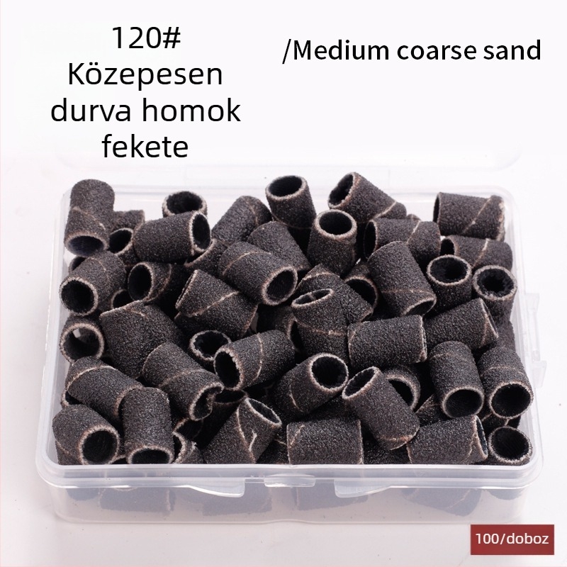 Körömszépítő csiszoló gyűrűk, fekete-fehér mintázat, 100 darab/csomag, raktáron